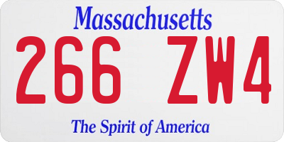 MA license plate 266ZW4