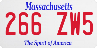 MA license plate 266ZW5