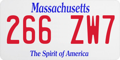 MA license plate 266ZW7