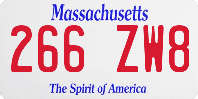 MA license plate 266ZW8
