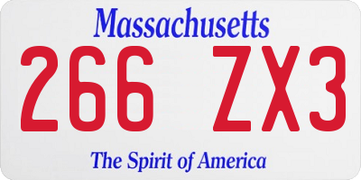 MA license plate 266ZX3