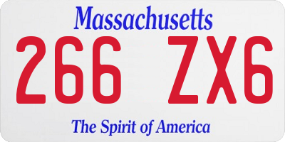 MA license plate 266ZX6