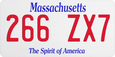 MA license plate 266ZX7