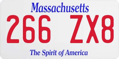 MA license plate 266ZX8