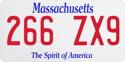 MA license plate 266ZX9