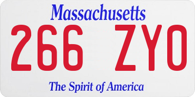 MA license plate 266ZY0