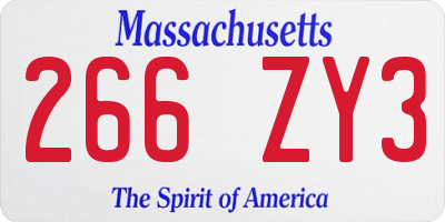 MA license plate 266ZY3