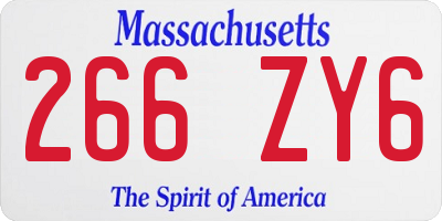 MA license plate 266ZY6