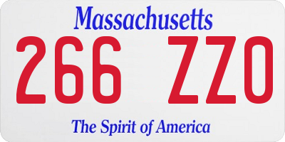 MA license plate 266ZZ0