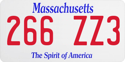 MA license plate 266ZZ3