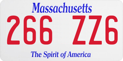 MA license plate 266ZZ6