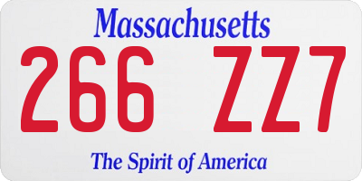 MA license plate 266ZZ7