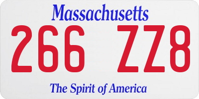 MA license plate 266ZZ8