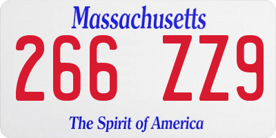 MA license plate 266ZZ9