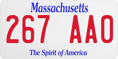 MA license plate 267AA0