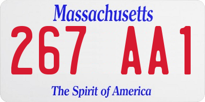 MA license plate 267AA1