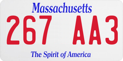 MA license plate 267AA3