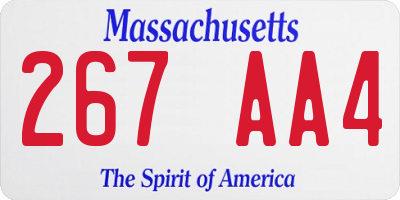 MA license plate 267AA4