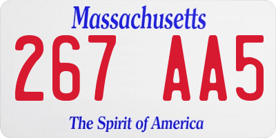 MA license plate 267AA5
