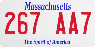 MA license plate 267AA7