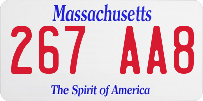 MA license plate 267AA8