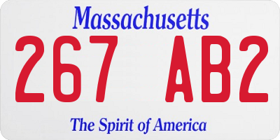 MA license plate 267AB2