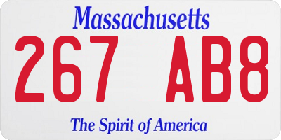 MA license plate 267AB8