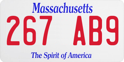 MA license plate 267AB9