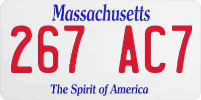 MA license plate 267AC7