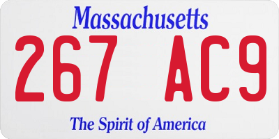 MA license plate 267AC9