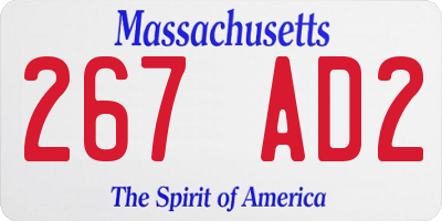 MA license plate 267AD2