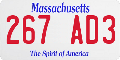 MA license plate 267AD3