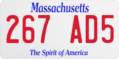 MA license plate 267AD5
