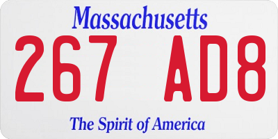 MA license plate 267AD8