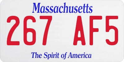 MA license plate 267AF5