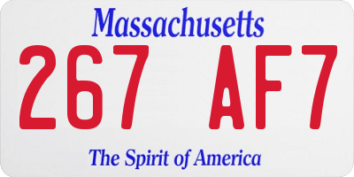 MA license plate 267AF7