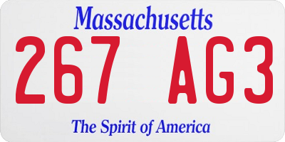 MA license plate 267AG3