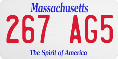 MA license plate 267AG5