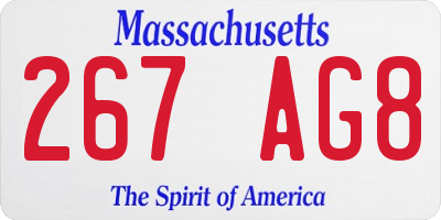 MA license plate 267AG8