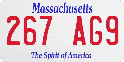 MA license plate 267AG9