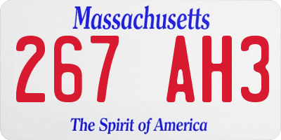 MA license plate 267AH3