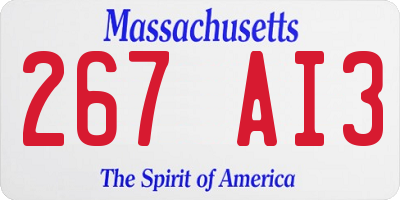 MA license plate 267AI3