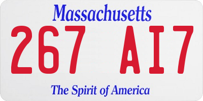 MA license plate 267AI7
