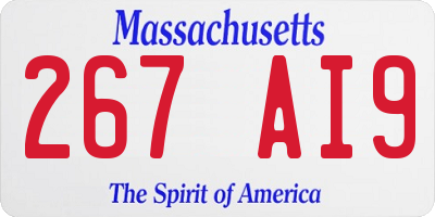 MA license plate 267AI9