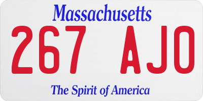 MA license plate 267AJ0