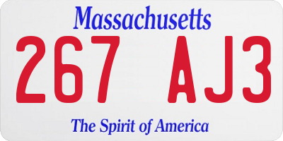 MA license plate 267AJ3