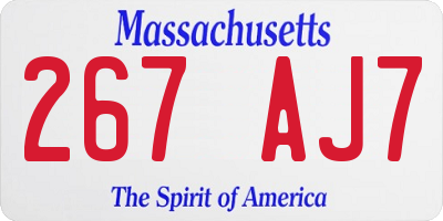 MA license plate 267AJ7