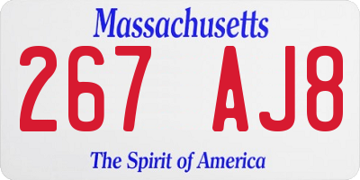 MA license plate 267AJ8