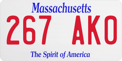 MA license plate 267AK0