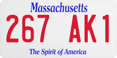 MA license plate 267AK1